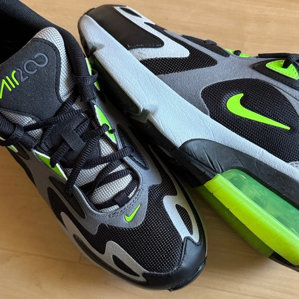 NIKE AIR MAX 200 PS ATHLETIC RUNNING WALKING SHOE CHARCOAL ELECTRIC GREEN SIZE 7